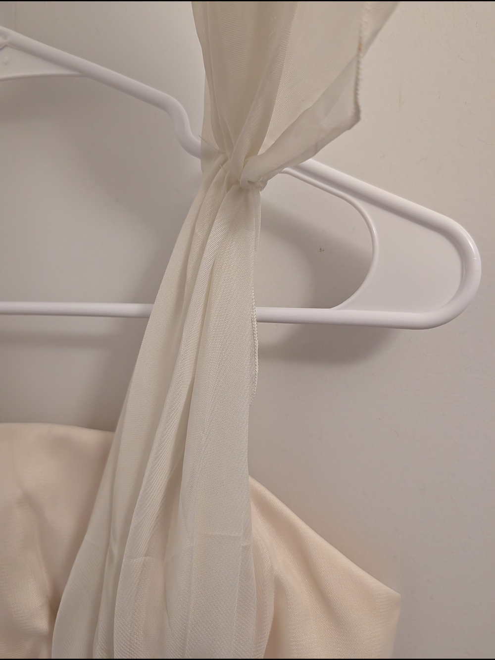 Ivory Chiffon Cocktail Dress with Satin Waistband - Picture 3 of 9